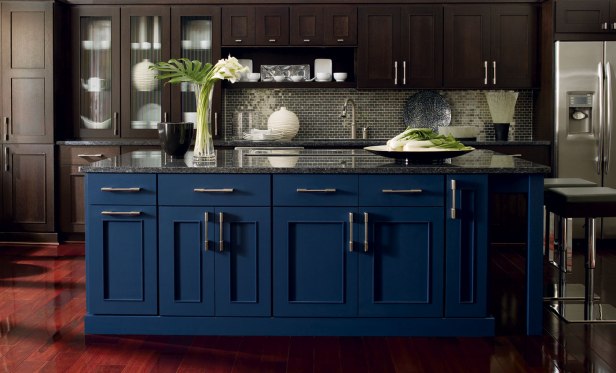 Blue Kitchen Island - Omega Cabinets